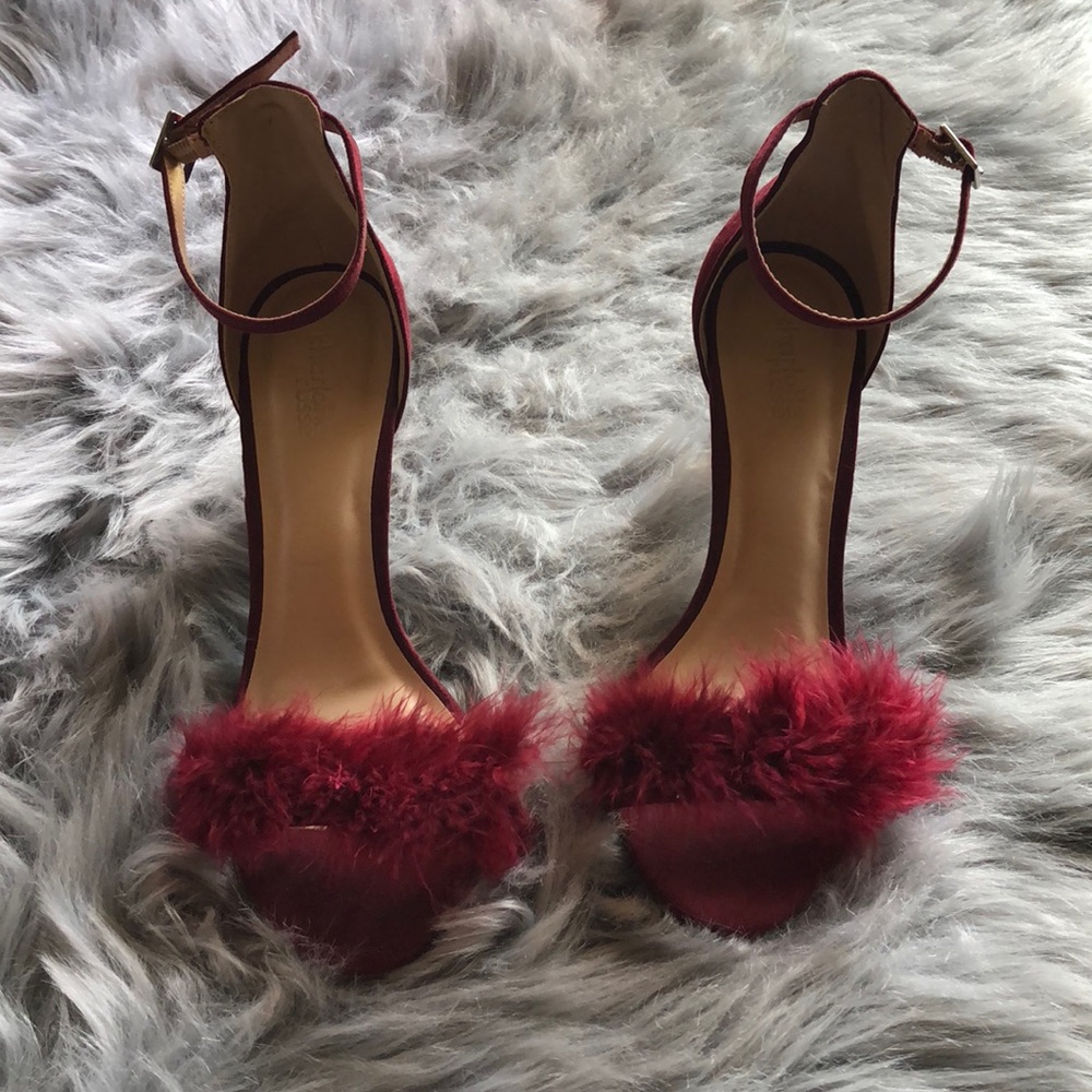 Burgundy Furry Heel